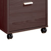 25 Inch 2 Drawer Wood File Cabinet Printer Stand with Open Cubby Rolling Caster Wheels Dark Brown IDF-11491