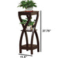 Square Top Wooden Plant Stand with Curved Legs and Shelves Large Dark Brown By Casagear Home IDF-14852