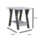 Two-Tone Wooden End Table White & Distressed Gray IDF-161834ET
