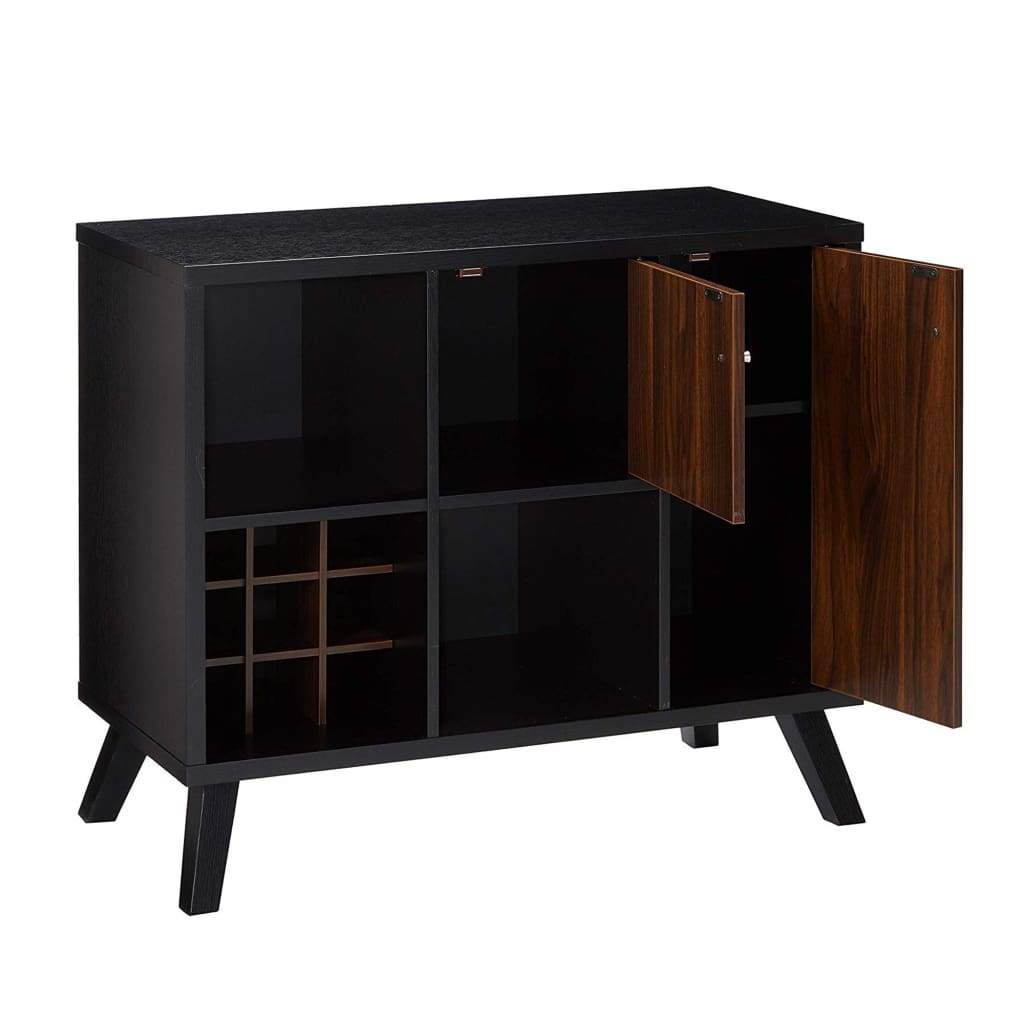 Spacious Wooden Buffet With Angled Legs Black And Dark Walnut Brown IDF-161856
