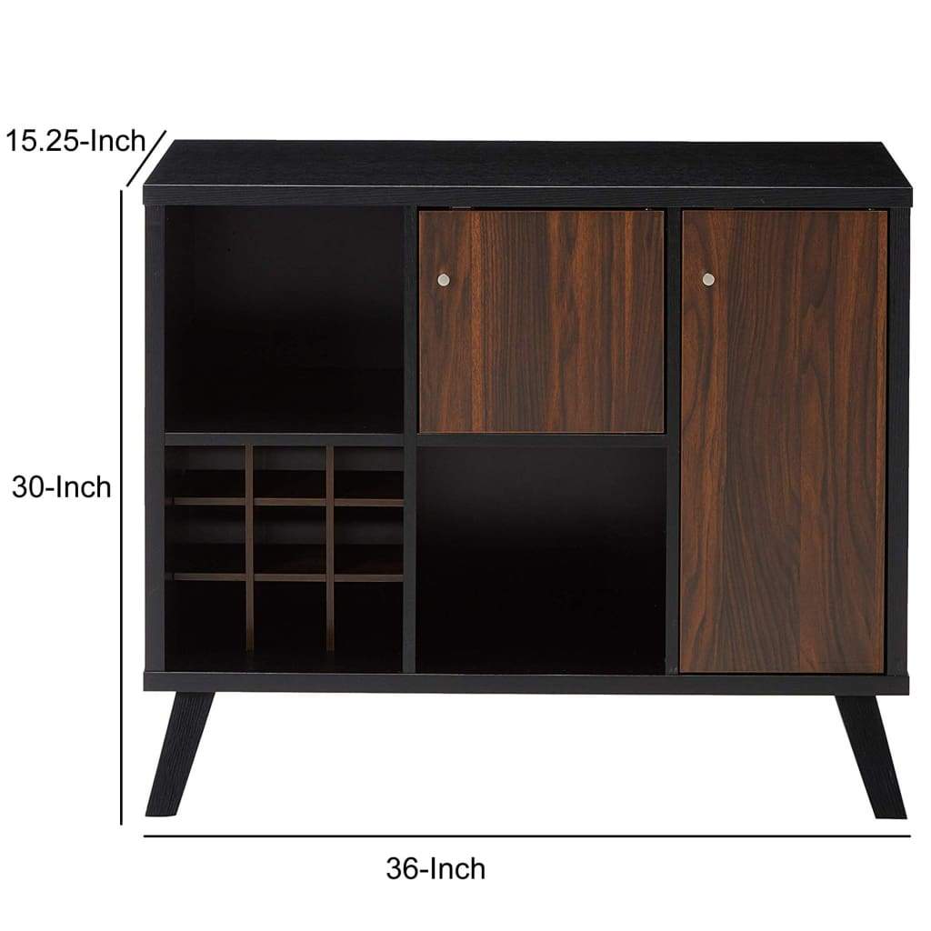 Spacious Wooden Buffet With Angled Legs Black And Dark Walnut Brown IDF-161856