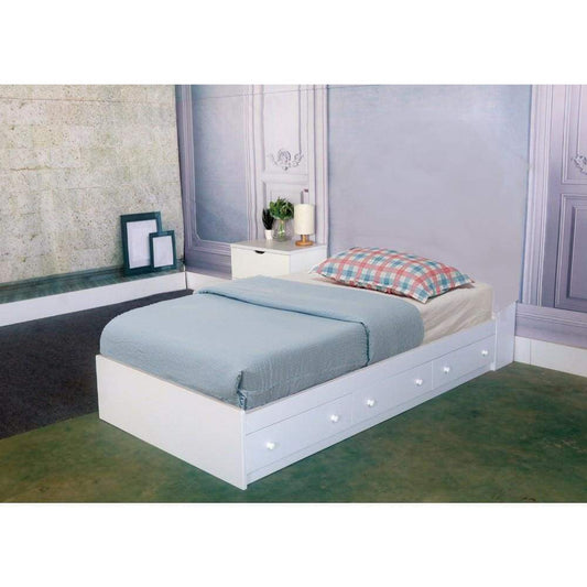 3 Drawer Contemporary Wooden Twin Chest Bed, White