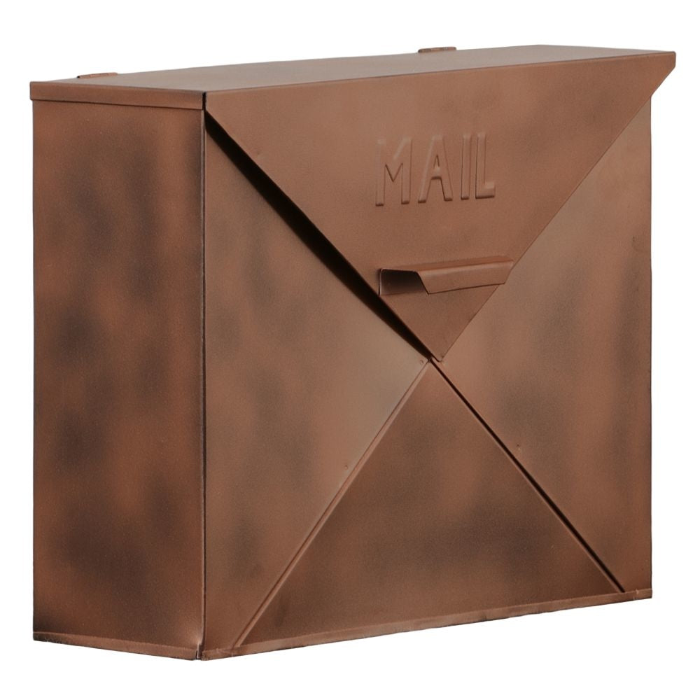 Envelope Shaped Wall Mount Metal Mail Box, Copper By Casagear Home