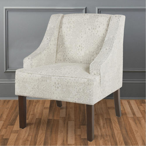Accent Chair | Fabric Upholstered | Swooping Arms | Gray Brown