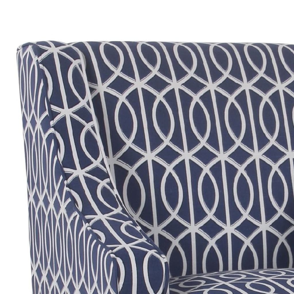Wooden Fabric Upholstered Accent Chair with Swooping Armrests Multicolor - K6499-A823 KFN-K6499-A823