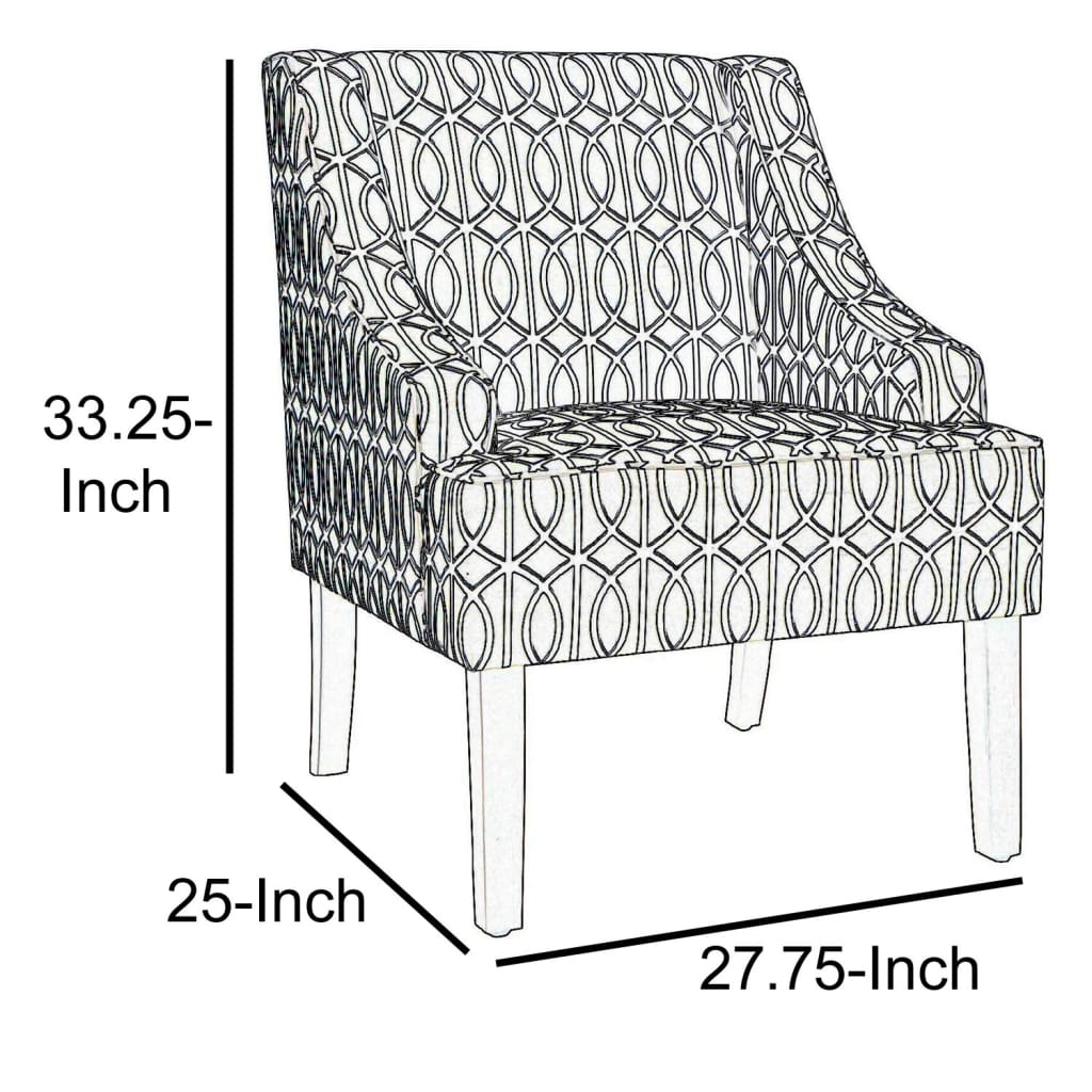 Wooden Fabric Upholstered Accent Chair with Swooping Armrests Multicolor - K6499-A823 KFN-K6499-A823