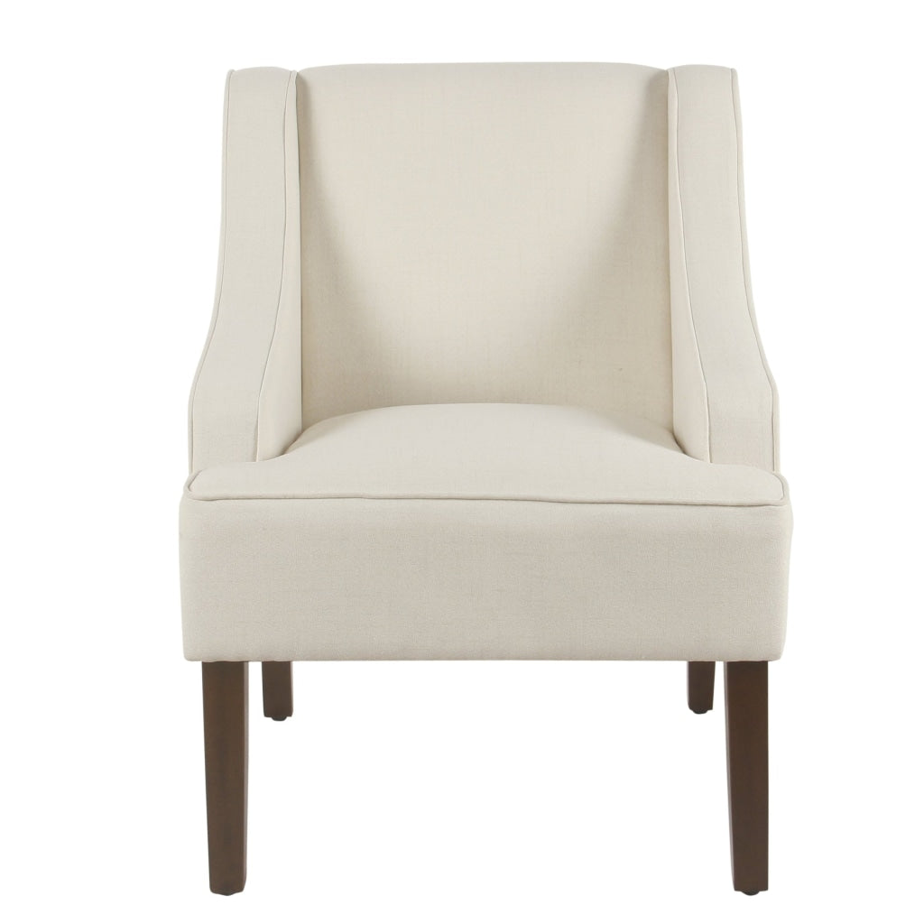 Fabric Upholstered Wooden Accent Chair with Swooping Armrests Cream and Brown - K6499-F2205 By Casagear Home KFN-K6499-F2205
