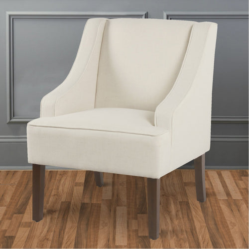 Accent Chair | Fabric Upholstered | Swooping Arms | Cream Brown