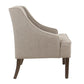 Fabric Upholstered Wooden Accent Chair with Swooping Armrests Beige and Brown - K6499-F2207 By Casagear Home KFN-K6499-F2207