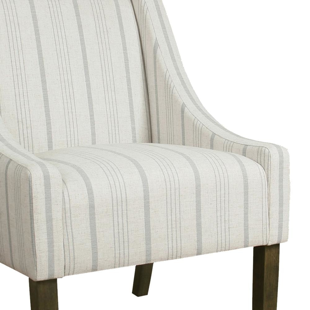 Fabric Upholstered Wooden Accent Chair with Stripe Pattern and Swooping Armrests Multicolor - K6908-F2231 By Casagear Home KFN-K6908-F2231