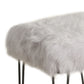 Metal Framed Stool with Faux Fur Upholstered Seat and Hairpin Legs Gray and Black By Casagear Home KFN-K7573-B234