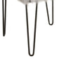 Metal Framed Stool with Faux Fur Upholstered Seat and Hairpin Legs Gray and Black By Casagear Home KFN-K7573-B234