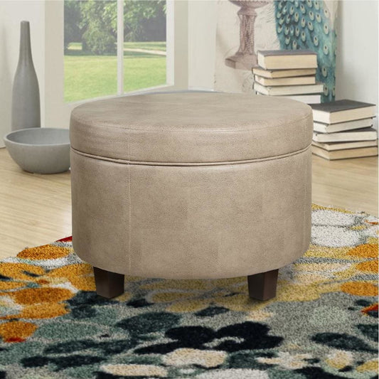 Ottoman | Faux Leather Upholstery | Lift Off Lid Storage | Brown
