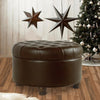 Leatherette Upholstered Wooden Ottoman with Tufted Lift Off Lid Storage, Brown - N8264-E697 By Casagear Home