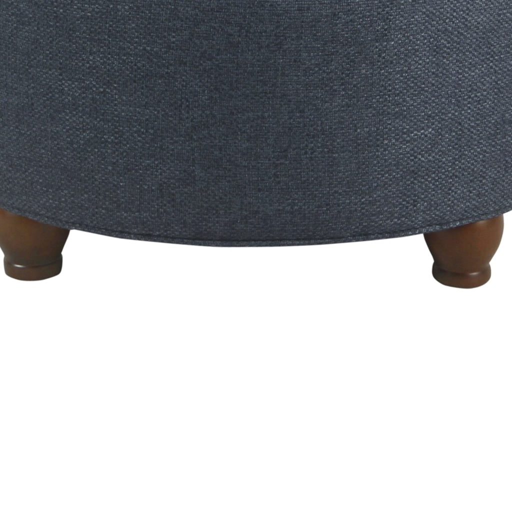 Fabric Upholstered Wooden Ottoman with Tufted Lift Off Lid Storage Navy Blue - N8264-F2110 By Casagear Home KFN-N8264-F2110