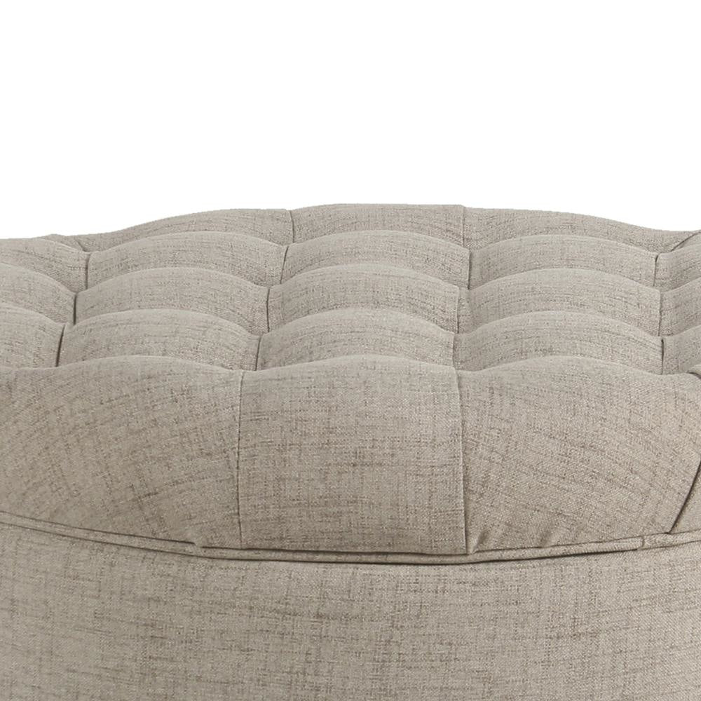 Fabric Upholstered Wooden Ottoman with Tufted Lift Off Lid Storage Beige - N8264-F2207 By Casagear Home KFN-N8264-F2207