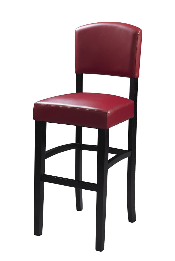 24-Inch Wooden Counter Stool with Leatherette Seat and Backrest Black and Red LHD-0217RED-01-KD-U