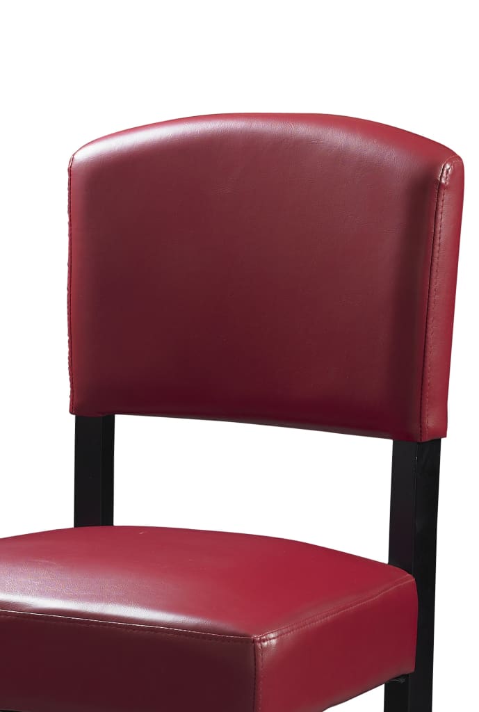30 Wooden Bar Stool with Leatherette Seat and Backrest Red LHD-0218RED-01-KD-U