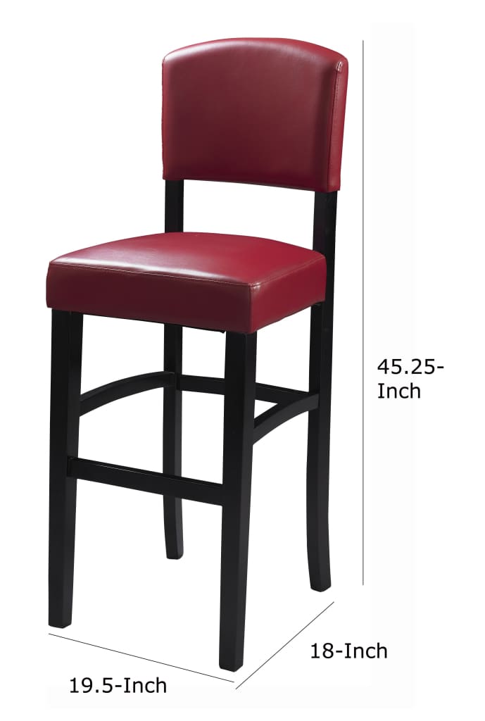 30 Wooden Bar Stool with Leatherette Seat and Backrest Red LHD-0218RED-01-KD-U