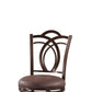 Metal Bar Stool with Cushioned Swivel Seat and Flared Legs Brown LHD-034549MTL01U