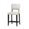Wooden Counter Stool with Padded Seat and Backrest, Brown and White
