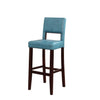 Wooden Bar Stool with Padded Seat and Open Backrest Blue LHD-14054BLU01U