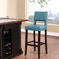 Wooden Bar Stool with Padded Seat and Open Backrest, Blue