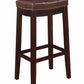 Wooden Bar Stool with Faux Leather Upholstery, Brown - 55816BRNPU-01-KD-U