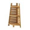 Slated Design 3 Tier Bamboo Corner Shelf with Spacious Storage, Brown Linon Home Decor