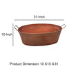 Oval Shape Hammered texture Metal Tub with 2 Side Handles Copper By Casagear Home MIL-C-55C
