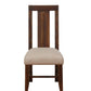 Fabric Upholstered Wooden Chair with Exposed Joints Brick Brown and Beige - 3F4166P MSF-3F4166P