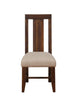 Fabric Upholstered Wooden Chair with Exposed Joints Brick Brown and Beige - 3F4166P MSF-3F4166P