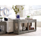 Two Drawer and Bottom Shelf Console Table with Flattened Base, Rustic Latte Gray By Casagear Home