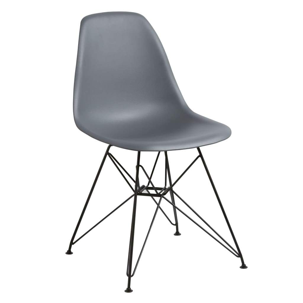 Deep Back Plastic Chair with Metal Eiffel Style Legs Gray and Black MSF-9L6666R