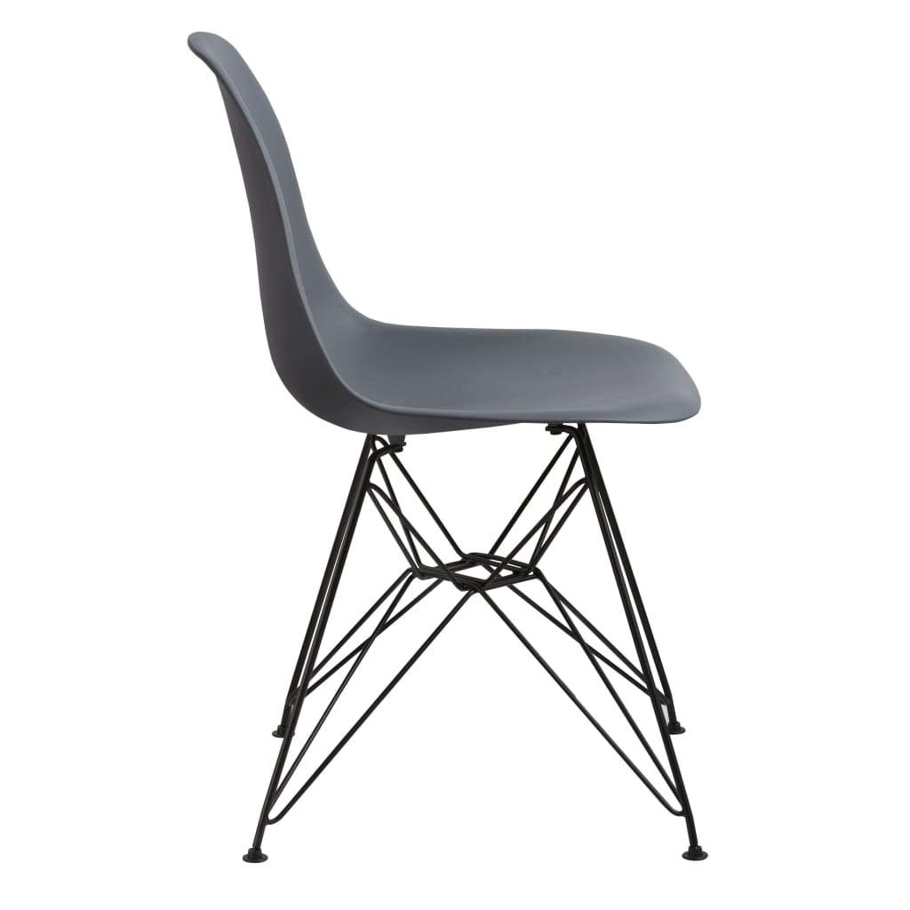 Deep Back Plastic Chair with Metal Eiffel Style Legs Gray and Black MSF-9L6666R
