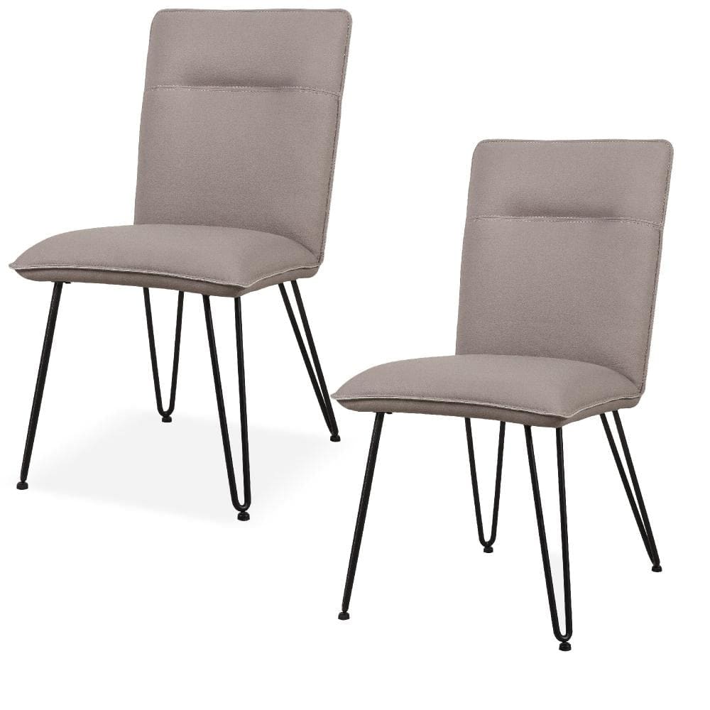 Faux Leather Upholstered Metal Chair with Hairpin Style Legs Set of 2 Black and Gray - 9LE266D MSF-9LE266D