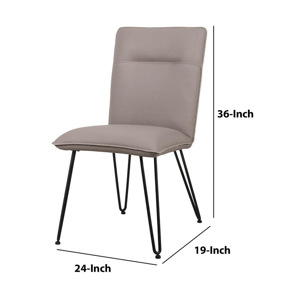 Faux Leather Upholstered Metal Chair with Hairpin Style Legs Set of 2 Black and Gray - 9LE266D MSF-9LE266D