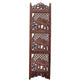 Hand Carved Elephant Design Foldable 4-Panel Wooden Room Divider Brown- Benzara NAU-SH1588