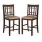 Wooden Counter Height Chair, Dark Brown & Cream, Set of 2 By Casagear Home