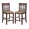 Counter Height Chair | Wood Frame | Dark Brown & Cream | Set of 2