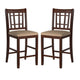 Counter Height Chair | Wood Frame | Dark Brown & Cream | Set of 2