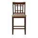 Wooden Counter Height Chair Dark Brown & Cream Set of 2 By Casagear Home PDX-F1205