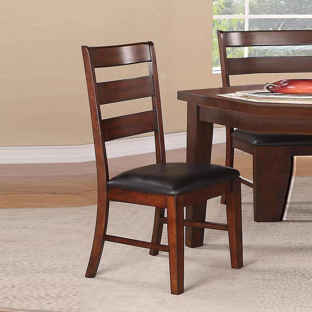 Solid Wood Side Chairs With Ladder Back Set Of 2 Brown