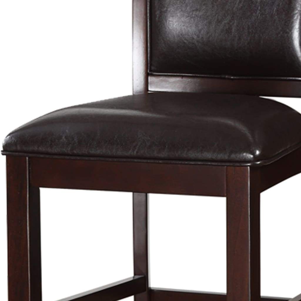 Classic Wooden Armless High Chair Brown & Black Set of 2 PDX-F1389