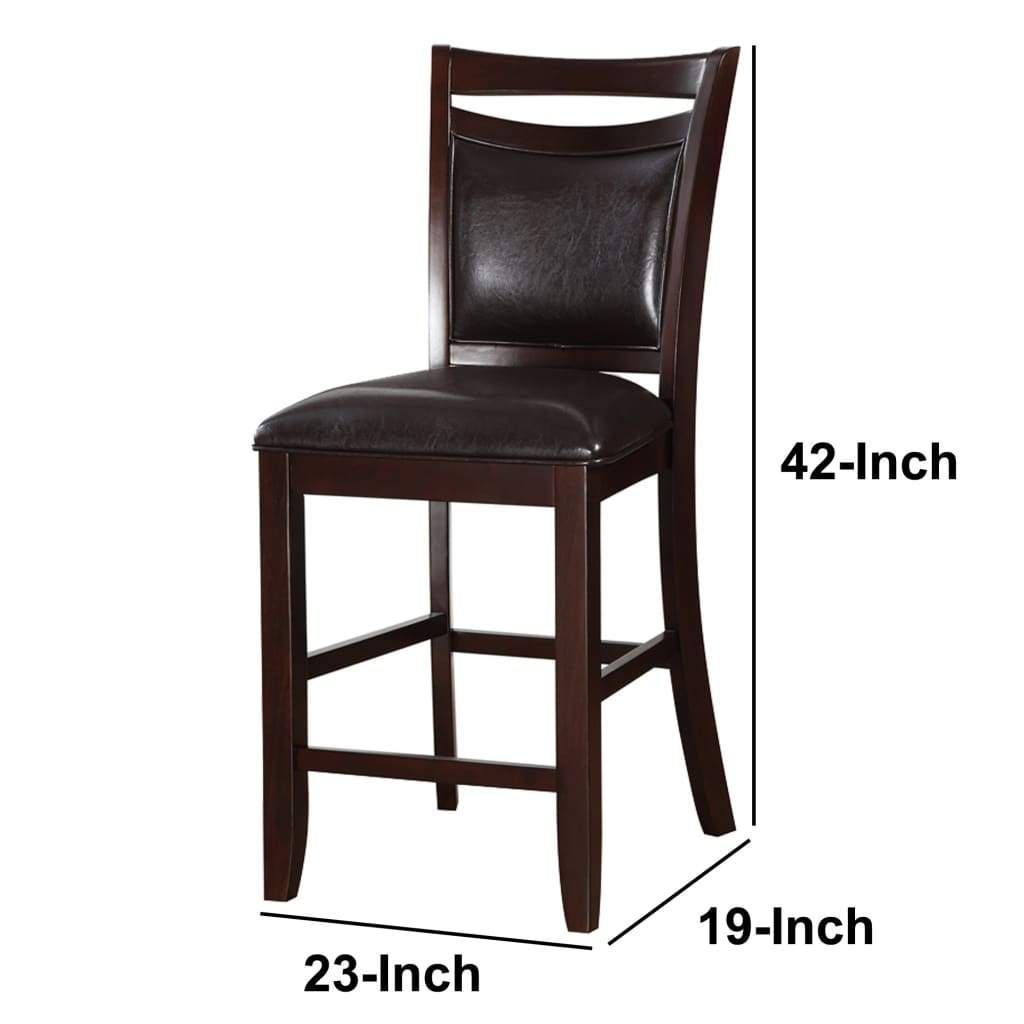 Classic Wooden Armless High Chair Brown & Black Set of 2 PDX-F1389