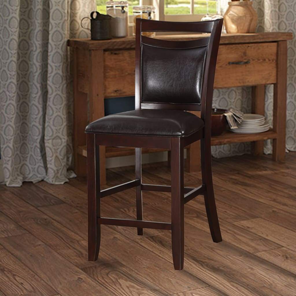 Classic Wooden Armless High Chair, Brown & Black, Set of 2