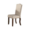Rubber Wood Dining Chair With Nail Head Trim Set Of 2 Brown And Cream PDX-F1546