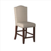 Rubber Wood High chair With Studded Trim Cream & Cherry Brown Set of 2 PDX-F1547