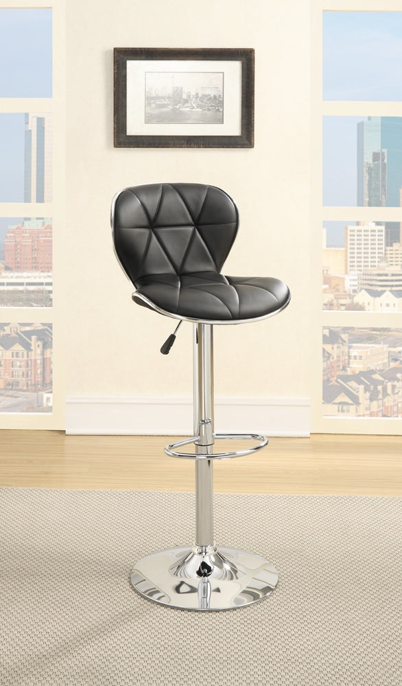 Leather Upholstered Bar Stool With Gas Lift Black Set of 2 By Casagear Home