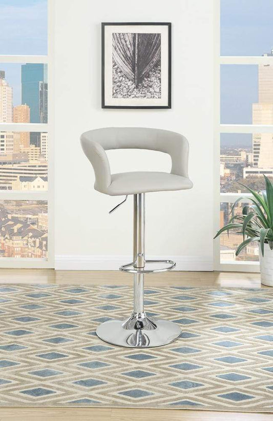 Metal Base Bar Stool With Faux Leather Seat And Gas Lift, Gray & Silver Set of 2